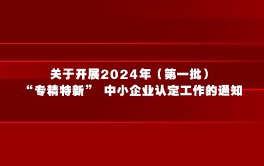 关于开展2024年（第一批）“专精特新” 中小企业认定工作的通知