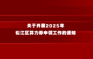 关于开展2025年松江区算力券申领工作的通知
