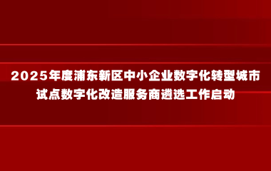 2025年度浦东新区中小企业数字化转型城市试点数字化改造服务商遴选工作启动