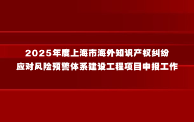 关于开展2025年度上海市海外知识产权纠纷应对风险预警体系建设工程项目申报工作的通知