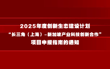 上海市科学技术委员会关于发布2025年度创新生态建设计划“长三角（上海）-新加坡产业科技创新合作”项目申报指南的通知