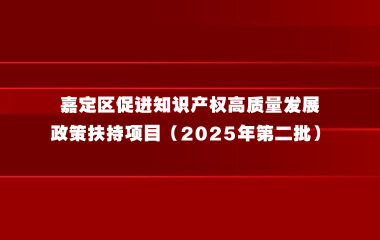 关于申报嘉定区促进知识产权高质量发展政策扶持项目（2025年第二批）的通知