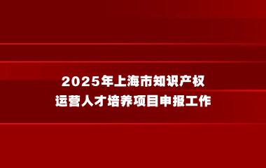 关于开展2025年上海市知识产权运营人才培养项目申报工作的通知