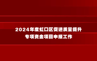 关于开展2024年度虹口区促进质量提升专项资金项目申报工作的通知