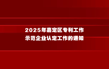 2025年嘉定区专利工作示范企业认定工作的通知