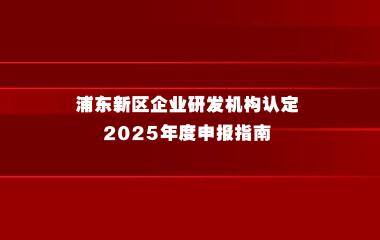 浦东新区企业研发机构认定2025年度申报指南