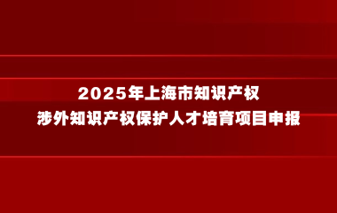 关于组织开展2025年上海市知识产权涉外知识产权保护人才培育项目申报的通知